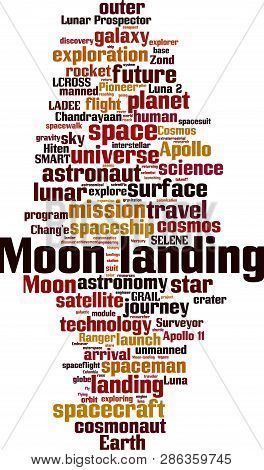 Moon Landing Word Cloud Concept. Vector Illustration On White