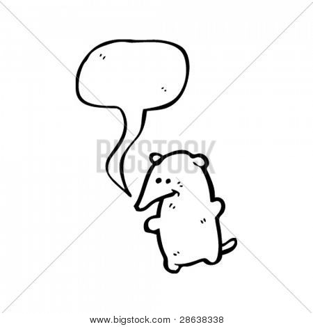 sevimli küçük sivri faresi karikatür konuşma balonu ile
