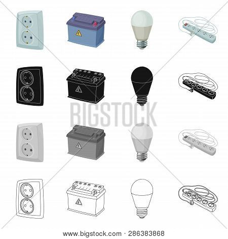Vector Design Of Electricity And Electric Symbol. Set Of Electricity And Energy Stock Vector Illustr