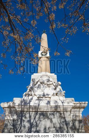 Obelisk Of Arganzuela With Tree