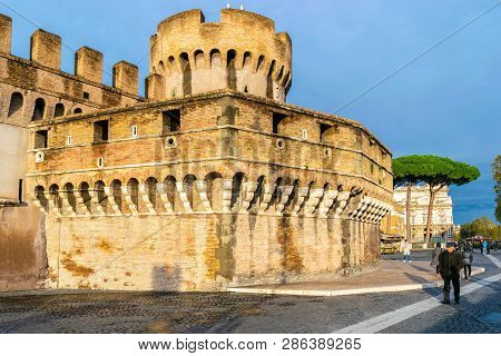 Rome, Italy - November 4, 2018: Section Of Castel Santangelo (mausoleum Of Hadrian - Castle Of The H