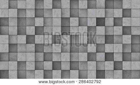 3d Rendered Concrete Blocks At Different Heights.