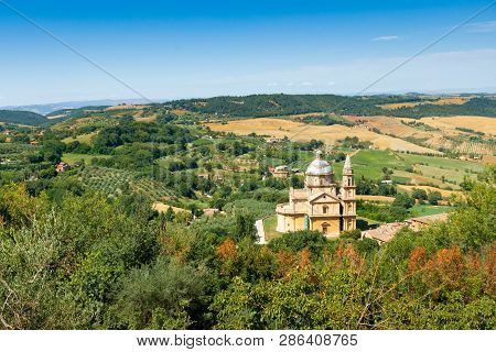 San Biagio Is A Renaissance Greek Cross Central Plan Church Outside Montepulciano, Tuscany, Italy