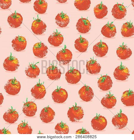 Cherry Tomatoes Pattern On Peach Color Background