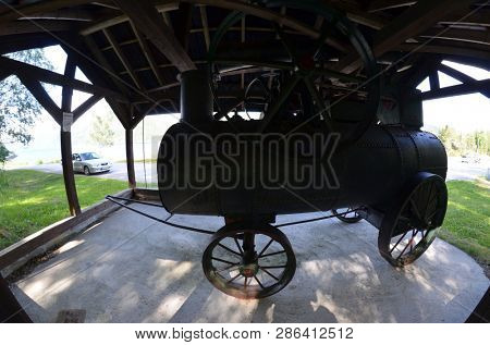 Locomobile. Vintage steam power plant. It was used as a transport and drive to various mechanisms. June 22,2018.Rjukan,Norway