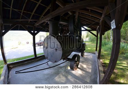 Locomobile. Vintage steam power plant. It was used as a transport and drive to various mechanisms. June 22,2018.Rjukan,Norway