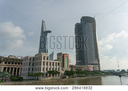 Ho Chi Minh City, Vietnam - August 25, 2017: Saigon Skydeck Building And Ho Chi Minh City Cityscape,