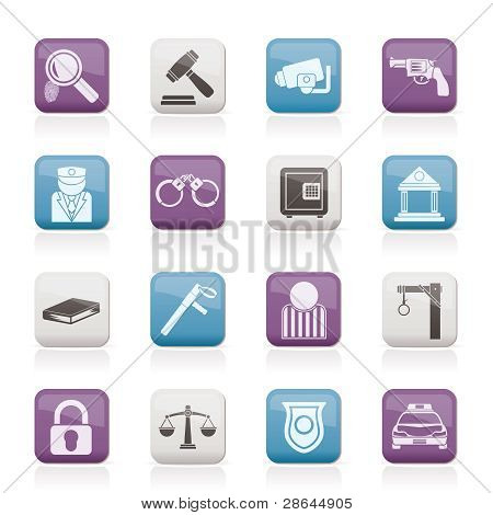 Recht, Polizei und KriminalitÃ¤t Symbole