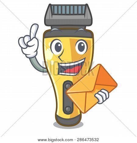 With Envelope Electric Shaver Above In Cartoon Table