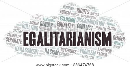 Egalitarianism - Type Of Discrimination - Word Cloud. Wordcloud Made With Text Only.