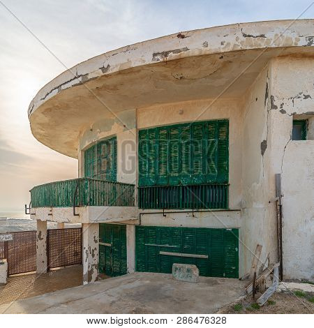 Alexandria, Egypt - April 29 2018: External Shot Of An Old House By The Mediterranean Sea At Montaza