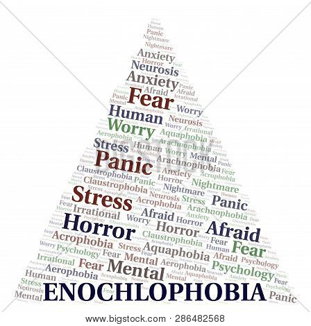 Enochlophobia Word Cloud. Wordcloud Made With Text Only.