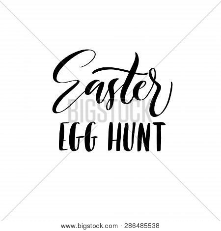 Hand Sketched Easter Egg Hunt  Text For  Logotype, Badge And Icon. Drawn Resurrection Sunday Postcar