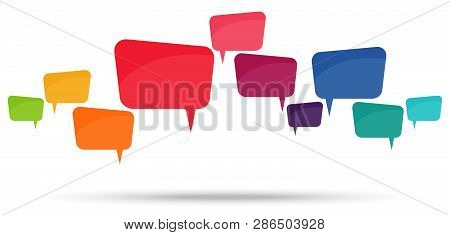 Illustration Of Colored Speech Bubbles In A Row With Space For Text