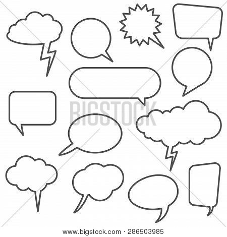 Collection Of Different Speech Bubbles And Thought Bubbles With Space For Text