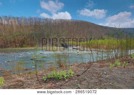 River Of Blue Pond Aoiike At Biei Hokkaido Japan