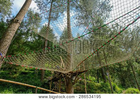 Batu Malang, East Java, Indonesia - April 2018 : Area Of Place Name Omah Kayu, Top Hill In Batu With