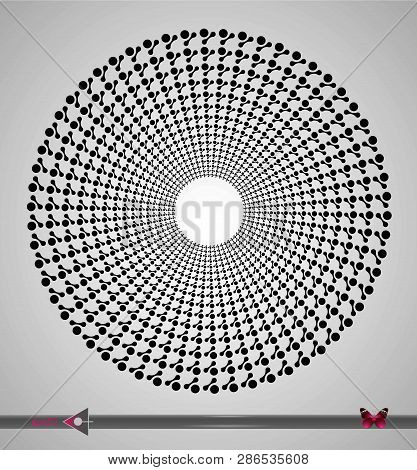 Repeating Circular Black And White Pattern. Round Background For Technology, Computers Design.