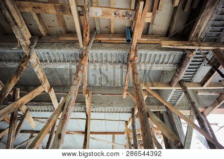 Perspective Of Structure Inside The House Under Construction.