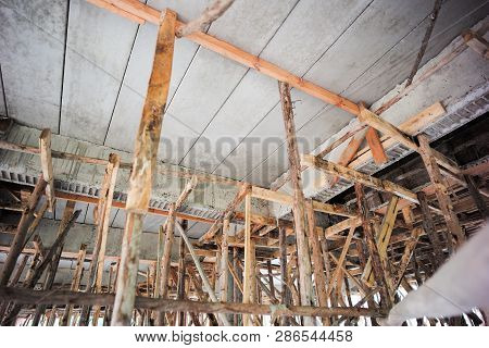 Perspective Of Structure Inside The House Under Construction.