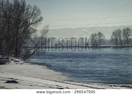 Irtysh River. Kazakhstan (ust-kamenogorsk). Winter River Landscape. 