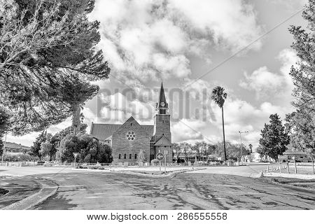 Loxton, South Africa, August 7, 2018: A Street Scene, With The Dutch Reformed Church, In Loxton In T