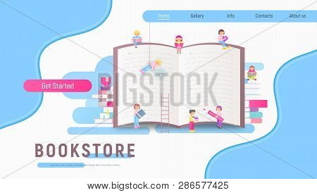 Modern Flat Design Landing Page For Bookstore, Book Festival, Fair, Reading Challenge And Literature