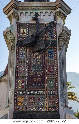 Statue Of Monk And Poet Andrija Kacic In The Center Of The Sea City Of Makarska, Croatia