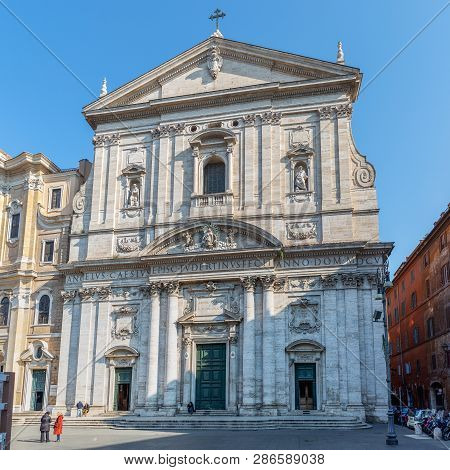 Rome, Italy - March 27, 2018: Interior Of  Santa Maria In Vallicella, Also Called Chiesa Nuova