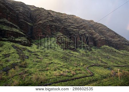 Hawaii Oahu Waianae Kai Forest Reserve Mountains And Clouds