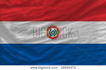 Kompletní zamával národní vlajka Paraguaye na pozadí