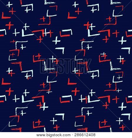 Tie Dye Japanese Geometric Summer Seamless Pattern. Boho Tie Dye Folk Batik. Geo Wabi Sabi Decorativ