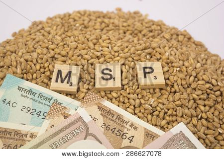Maski,karnataka,india - January 19,2019 : Concept Of Msp Or Minimum Support Price Of Wooden Blocks O