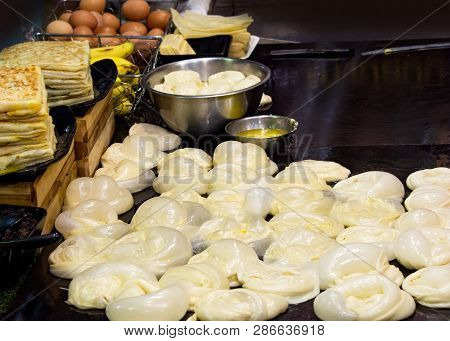 Making Of Roti Canai, Cooking Process, Indian Traditional Street Food
