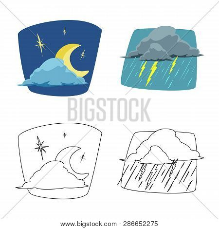 Vector Design Of Weather And Climate Icon. Set Of Weather And Cloud Stock Vector Illustration.