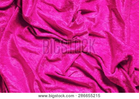 Vivid Pink Panne Velvet Drape Background Texture