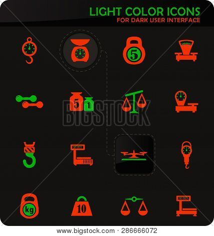 Scales Easy Color Vector Icons On Dark Background For User Interface Design