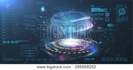 Futuristic Car User Interface. Hud Ui. Hologram Of The Car, Scanning. Abstract Virtual Graphic Touch