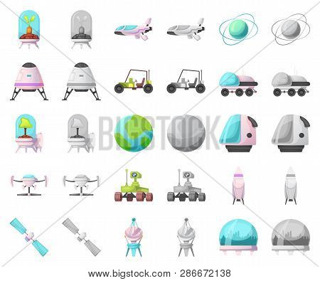 Vector Illustration Of Mars And Space Icon. Set Of Mars And Planet Vector Icon For Stock.