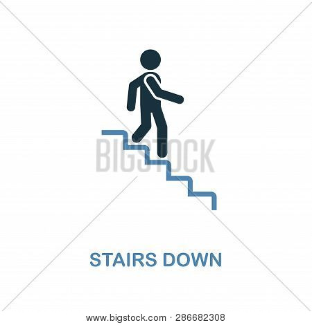Stairs Down Icon. Monochrome Style Design From Shopping Center Sign Icon Collection. Ui. Pixel Perfe