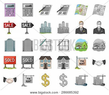 Realtor, Agency Cartoon, Monochrom Icons In Set Collection For Design. Buying And Selling Real Estat
