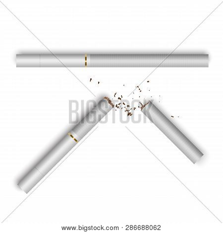 Set Of Cigarette And Broken Cigarette Concept No Smoke Stock Vector Illustration Isolated On White B