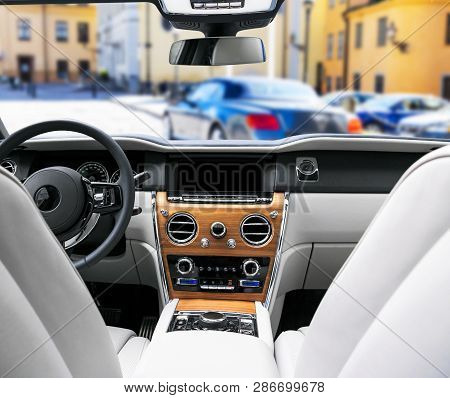 Modern Luxury Car Image Photo Free Trial Stock Part Of Leather Car Seat Details With Sching Interior Prestige Modern White Perforated Detailing Inside