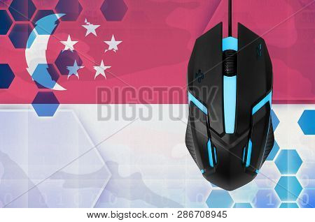 Singapore Flag  And Computer Mouse. Concept Of Country Representing E-sports Team