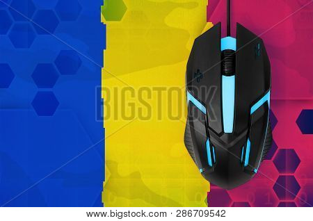 Chad Flag  And Computer Mouse. Concept Of Country Representing E-sports Team