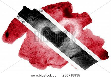 Trinidad And Tobago Flag  Is Depicted In Liquid Watercolor Style Isolated On White Background