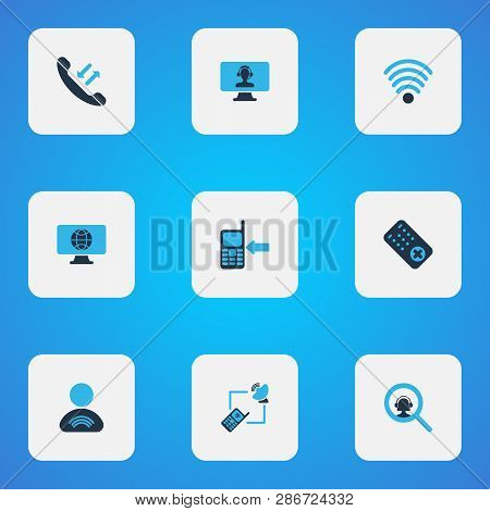 Telecommunication Icons Colored Set With Call Back, Call Mobile Phone, Computer Operator And Other S