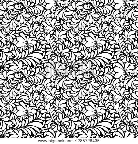 Paisley Hand Drawn Seamless Pattern. Damask Ink Pen Texture. Buta Sketch Drawing. Teardrop Floral Mo