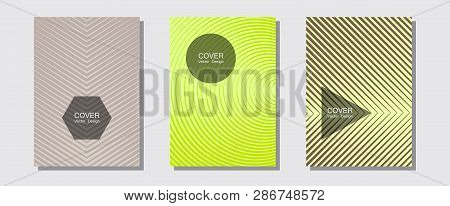 Halftone Gradient Texture Vector Cover Layouts. Elegant Patchy Mockups. Halftone Lines Music Poster 