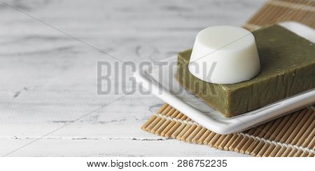 Solid Shampoo And Conditioner Bars In Soap Dish